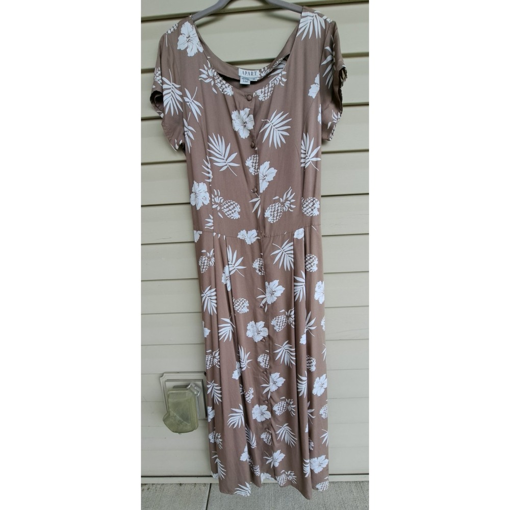 Apart Impression Women's Rayon Floral Short Sleeve Button Front Maxi Dress 16